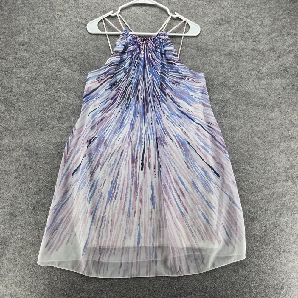 White House Black Market Dress Womens M Multicolor Sundress Halter Chiffon Lined